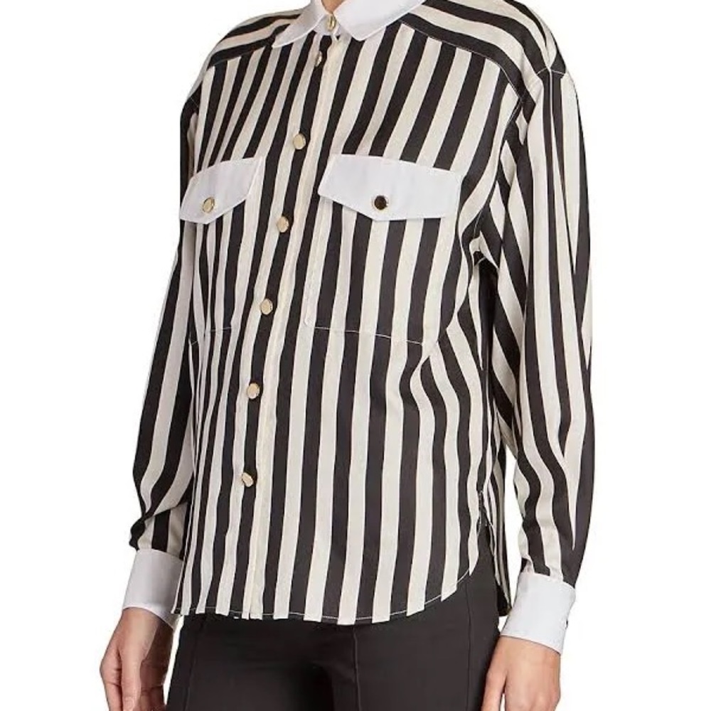 Saint Laurent Patch-pocket Striped Silk-Twill Shirt